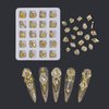 40PCS Champagne Gold Luxury Nail Art Rhinestones Kit for Acrylic Nails，Champagne Alloy Nail Charms Nail Decorations，Nail Accessories Nail Jewels for Nail Art Supplies Manicure Making Craft DIY