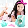 deAO Washing Machine Toy for Kids Dollhouse Furniture Pretend Play Household Appliance Realistic Sounds with Lights Laundry Play Set with Rotatable Roller for Boys Girls