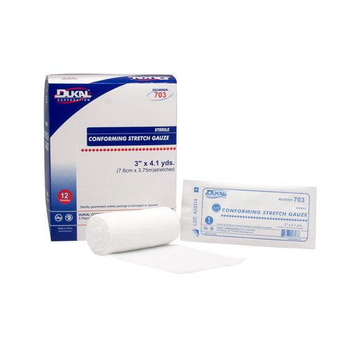 DUKAL 703 Conforming Stretch Gauze Bandage, 3" x 4.1 yd, Sterile