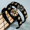 LOVEF 2pcs 40mm Fashion Headbands for Girls Women Padded Velvet Hair Bands Rhinestone Crystal Flower Hair Hoops Shining Wide Headband