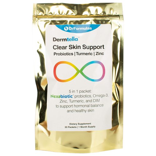 DrFormulas Dermtella Clear Skin Support Packs | Pills with Zinc, Probiotics &amp; DIM | Supplements f...
