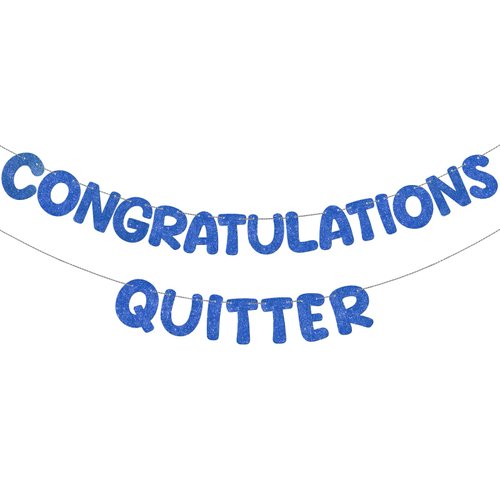 Fulmoon Pre Strung Congratulations Quitter Glitter Banner Funny Retirement Banner Retirement Party Decorations Retirement Party Supplies Garland for Men Women Gifts, No DIY (Navy Blue)