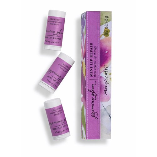 Mangiacotti Lip Balm Moisturizing Repair Sticks for Soft Lips Organic Beeswax Mini Balms, 3-Pack, Jasmine Plum
