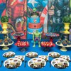 96 PCS Super Theme Hero Party Plates Napkins Hero Themed Party Tableware Hero Action Sign Disposable Paper Plates Napkins Happy Birthday Party Decorations Supplies Favors for 24 Guests