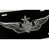 Engraved Senior Army Aviator Wings Car Tag Black & Silver Diamond Etched Aluminum Vanity License Plate