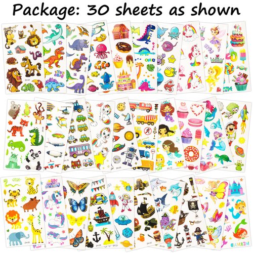 Habett Tattoos for Kids, 300+ Mixed Styles Temporary Tattoos Stickers Set for Girls and Boys, Space Dinosaur Animals Butterfly Fish Tattoos for Kids Birthday Party Supplies Party Favors