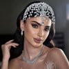 WONRLUA Wedding Headpiece for Bride, Rhinestone Forehead Bridal Headband, Wedding Hair Accessories for Brides