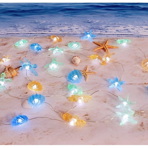 U.I STATION Beach Decorative String Lights, Nautical Theme Lights for Christmas Decorations, Remote 10 ft 30 LEDs Wedding Birthday Party