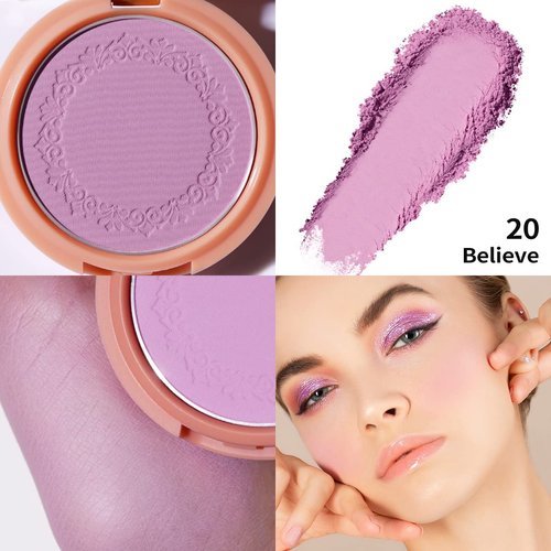 Oulac Purple Blush for Cheeks Blush Makeup| Highly Pigmented Cream Blush| Natural Matte Glow| Shape & Highlight Face| Cruelty-Free Blush with Rose Oil| N20 Believe 4.8g