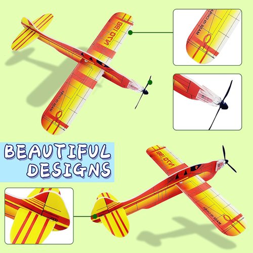 IJRPLM 24 Pack Foam Glider Planes Toys,8" Airplane Toy,12 Different Designs Planes Toys for Boys,Individually Packed Outdoor Flying Toys,Party Favors for Kids 8-12 (24 PCS)