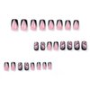 RikView French Tip Nails Square Press on Nails Medium Fake Nails Black Nails with Butterfly Design Glossy Nails 24 PCS