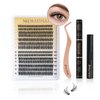 Mayhug Lash Extensions Kit Individual Lashes Cluster Lashes Wispy Natural 280pcs DIY Eyelash Extension Kit Cluster Lashes D Curl 8-15Mix Individual Extension Clusters at Home (30D+40D Kit)