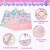 LMJUNZZ 120 Pieces Mermaid Scale Birthday Party Tableware Set - Includes Plates, Napkins, Forks - Ocean Themed Decorations for Girls Party - Ideal for 30 People