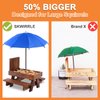 Squirrel Feeder Picnic Table with Umbrella, Wooden Squirrel Feeders for Outside with Corn Cobs, Cute Chipmunk Feeder with Solid Structure for Squirrel Gift (Blue)