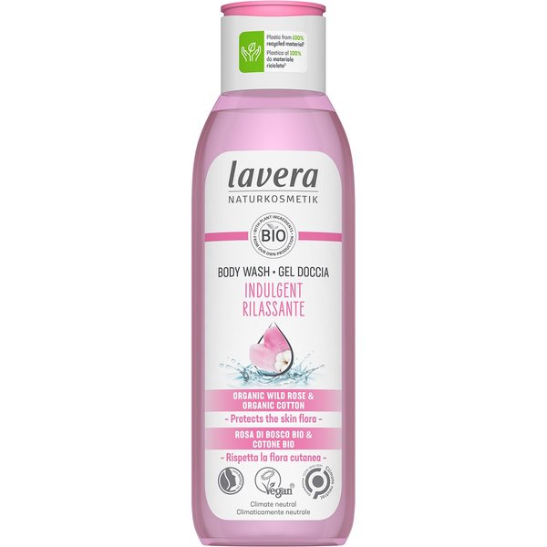 lavera Indulgent Body Wash - cleansing with organic wild rose & cotton - pH-neutral formula, protects the skin microbiome and moisturizing - PETA certified - vegan - natural cosmetics - 8,45 fl.oz.