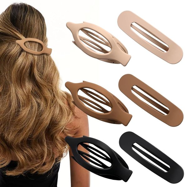 Flat Hair Claw Clips for Thick Hair 6 Pcs Matte Duckbill Hair Clips Strong Grip Acrylic Hair Accessories Alligator Hair Clips Banana Clips Neutral Claw Clips Hair Barrettes for Women Hair Accessory