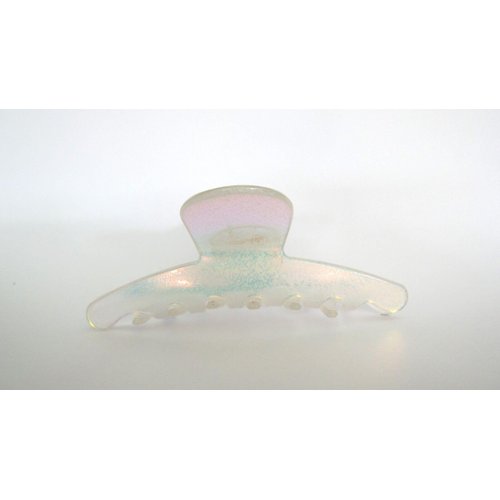 Generic Clear frosted white spotted Iridescent hair claw clip for fine thin hair