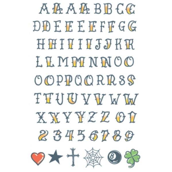 Tinsley Transfers Knuckle Alphabet Temporary Tattoos Standard