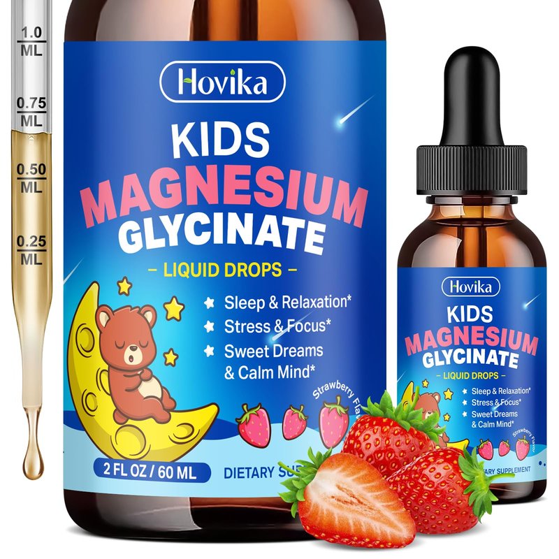 Magnesium Glycinate Liquid for Kids - with L-Theanine Omega-3, Vitamin B6, D3, Zinc - Kids Magnes...