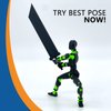 【Assembled】 T13 Action Figure Set, Giant Sword Titan 13 Robot Action Figure 3D Printed robo 13 Action Fidget Toys Figure Articulated, Dummy13, T13 for Collectors Desktop Decorations (Black-Green)