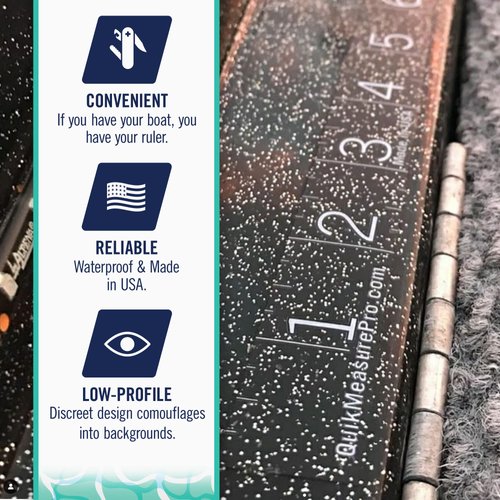 Quik Measure Pro Fish Rulers - 36" Boat Ruler Fish Measuring Sticker - Transparent Waterproof Decal Tape Measure - Made in USA - Clear Discreet Adhesive for Boat, Kayak, Net, Gaff, Table - 36 in