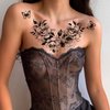 ROARHOWL sexy temporary tattoos for women,sexy tattoo kit, beautiful and exquisite,3D realistic flowers, butterflies, abdomen, chest, waist and back apply false tattoos for girl (Design 3)