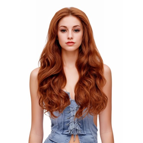 Rugelyss Fashion Glueless Auburn Copper Red 24Inch Long Natural Wavy Free Part Small Area Lace Front Wigs Heat Resistant Synthetic Hair Wig for Women (Copper Red)
