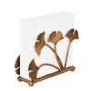 OwlGift Modern Ginkgo Leaves Design Napkin Holder for Tables, Metal Paper Napkin Storage for Kitchen, Stylish Paper Towel Dispenser, Mail Letter Sorter Rack, Document File Organizer – Bronze
