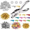 200 Pieces Paper Fasteners Brads, Multi Color Mini Brads Round Fasteners with 200 Pieces Silver Washers and Single Hole Metal Punch Pliers, Metal Paper Brads for Craft, Scrapbooking, DIY Supplies