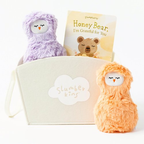 Slumberkins Honey Bear, I'm Grateful for You Book + Melon Peep + Violet Peep + Basket - Easter Gift Set, SEL Social Emotional Learning Toys for Boys & Girls