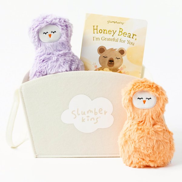 Slumberkins Honey Bear, I'm Grateful for You Book + Melon Peep + Violet Peep + Basket - Easter Gift Set, SEL Social Emotional Learning Toys for Boys & Girls