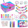 JOTIKO Arts and Crafts for Kids Girls Age 6-8, Paint Your Own Jewelry Box & Bracelet Making Kit, Unicorn Toys for Girls 8-12 Years Old, 250PCS Wooden Beads Charms Jewelry Making Kit Christmas Gift