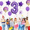 32 Inch 3 Balloon Number, Purple Balloons, Purple Confetti Latex Balloon Foil Balloons Mylar Balloons 3 Birthday Balloon for Anniversary Supplies Kids Birthday Party (Purple, 3)