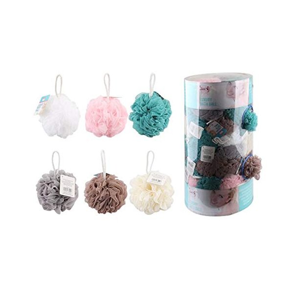 2 Piece Bath Shower Sponge Pouf Mesh Ball Exfoliating Premium Scrubber 125grams per Piece