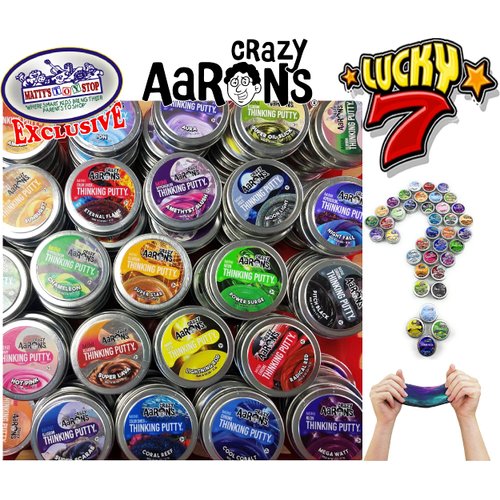 Crazy Aaron's Putty Mini Tins Lucky 7 Surprise Gift Set Party Bundle - 7 Pack (.47oz Each) Assorted Colors