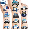 107 PCS Police Car Temporary Tattoos Themed Birthday Party Decorations Favors Supplies Décor Cute Cop Officer Policeman Blue Tattoo Stickers Gifts For Boys Girls Class Prizes Rewards Cartoon Carnival