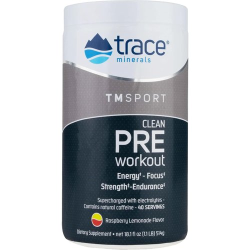 Trace Minerals | TMSPORT Series Pre Workout Supplement | Energy and Strength Booster | No Artificial Color| Raspberry Lemonade Flavor | 18.1 Ounce, 40 Servings
