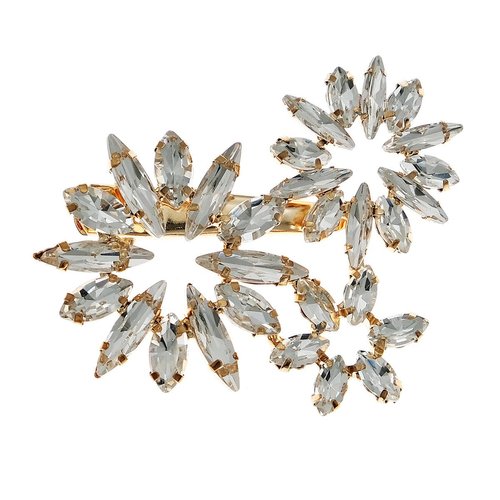 Austrian Crystal Hair Clips, White Sparkly Rhinestones Hairpins Barrettes, Elegant Gold Metal Hairgrip Hair Headwear Wedding Accessories for Women Girls