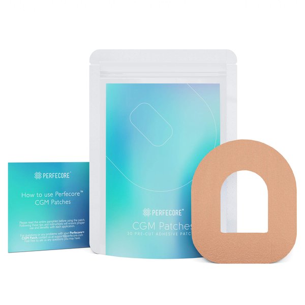 Perfecore Adhesive Bandage Patch Compatible w/Omnipod (30-Pack Set) – Waterproof, Sweatproof Continuous Glucose Monitor Sensor Cover Tape for Sensitive Skin – Diabetes and Diabetic Supplies – Nude