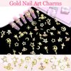 RODAKY 128PCS Gold 3D Star Cross Nail Charms Pink Saturn Planet Nail Art Charms with Crystal Rhinestone Nail Art Decoration Y2K Nail Gems Jewels Accessories for Nail Art Supplies Manicure Craft DIY