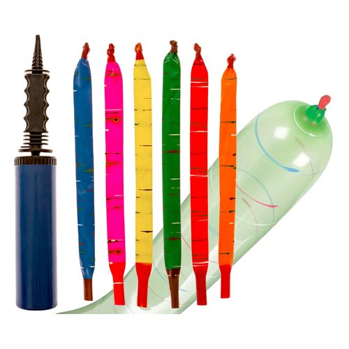 IMPRESA [100 Pack] Rocket Balloons Plus 1 Easy-To-Use Pump - Party Pack, No Need for A Refill - Watch Each Screaming Balloon Rocket to the Sky! (Pump Color May Vary)