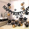 CANREVEL Happy Birthday Banner 13pcs 16 Inch Mylar Foil Letters Sign with 8pcs Star Balloons Birthday Party Decorations for Kids and Adults - 3D Black