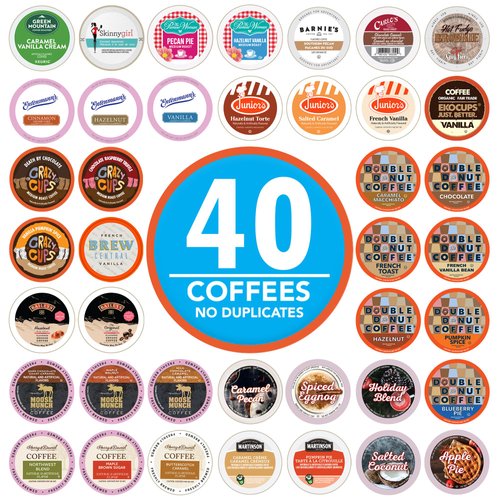 Crazy Cups Flavored Coffee Pods Variety Pack, Fully Compatible With All Keurig Flavored K Cups Brewers, Coffee Sampler, 40 Count