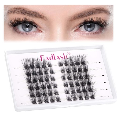 Cat Eye Lash Clusters Natural DIY Lash Extensions Cluster Eyelash Extensions Individual Lashes Thin Band Cluster Lashes Left & Right Eyelash Clustes Wispy Eyelash Extensions Fluffy by FADLASH (T03)