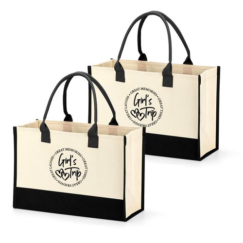 2 PCs Friend Trip Gifts, Sister Gifts Weekend Gifts Canvas Tote Bag, Goodie Bags Weekend Bag 2025 Vacation Besch Bag, Friendship Gifts for Women Bridesmaid, Christmas Wedding Gifts Shopping Bags