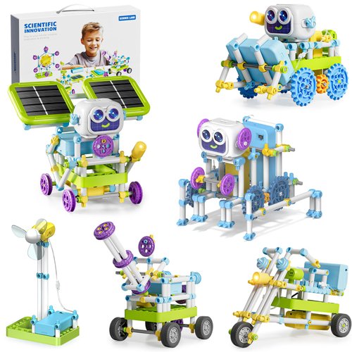 Hitish Science Robotics Kit with Solar Panel Sensor Fan Lamp Accessories, Educational STEM Robot Building Toys Projects for Kids, DIY Science Experiments Engineering Kit Gifts for Boys Girls Age 6+