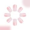 Pink Gradient Press on Nails Square Medium Coffin Fake Nails Kit Glossy Light Pink False Nails Reusable Artificial Natural Fit Glue on Nails Acrylic Stick on Nails for Women Manicure 24Pcs