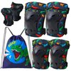 FIODAY Knee Pads for Kids Dinosaur Knee Elbow Pads Wrist Guards with Drawstring Bag Adjustable 7 in 1 Protective Gear Set for Boys Inline Skating Bike Cycling Skateboard Scooter, 3-8 Years, Black