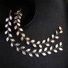 Anglacesmade Bridal Headband Leaf Hair Vine for Birde Bridesmaid Leaves Branch Wedding Wreath Prom Party Festival Hair Piece for Women and Girls (Gold)