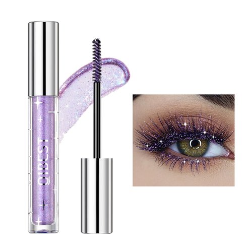 DLZZRS Purple Mascara for Eyelashes,Diamond Glitter Color Colorful Mascara,Shiny Sparkle Waterproof Long Lasting Smudge-Proof Mascara,Lengthening Curling Volume Mascara Makeup Party Stage Use (03#)